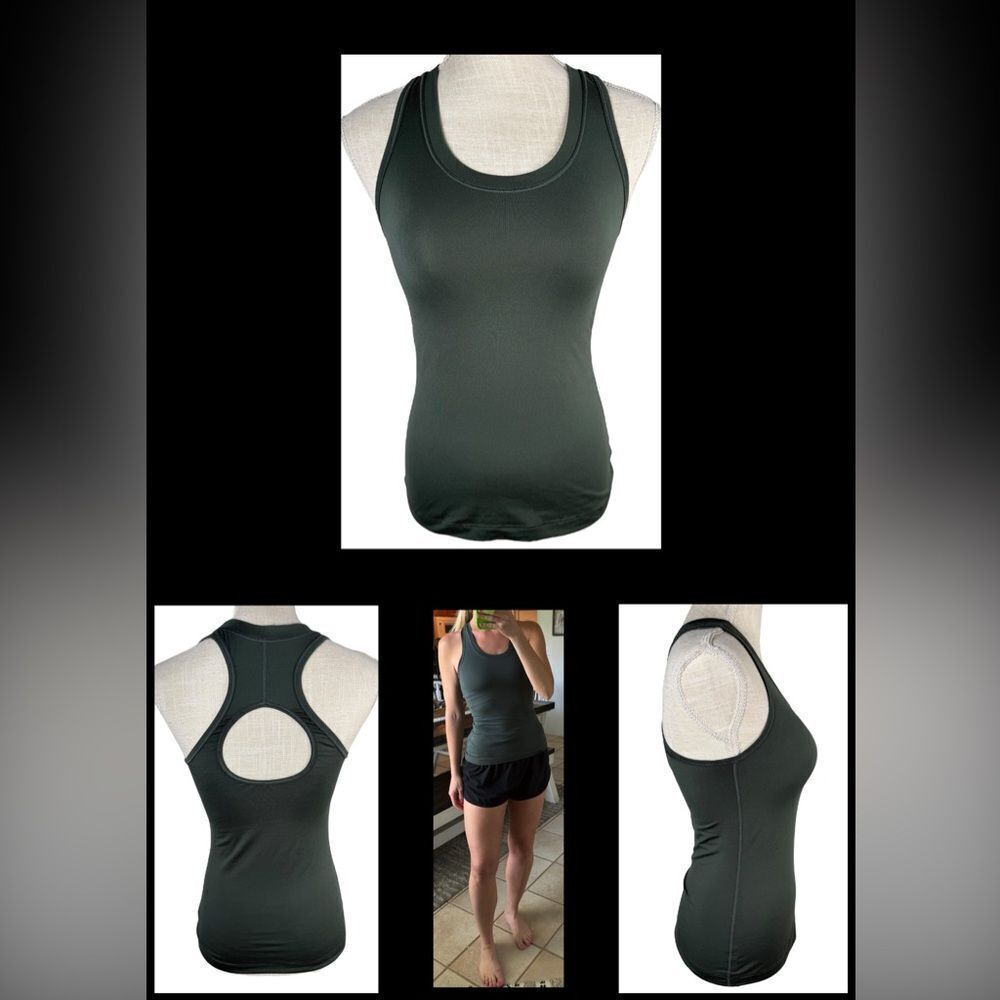 Athleta Women’s Dark Green Nitro Keyhole Back Stretchy Athletic Tank Top